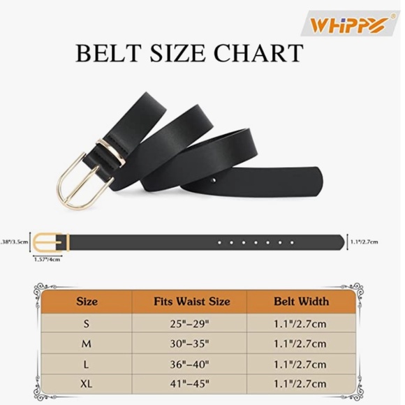 2 Pack Women\'s Leather Belts for Jeans Pants Fashion Gold Buckle Ladies Dress Be main image 2